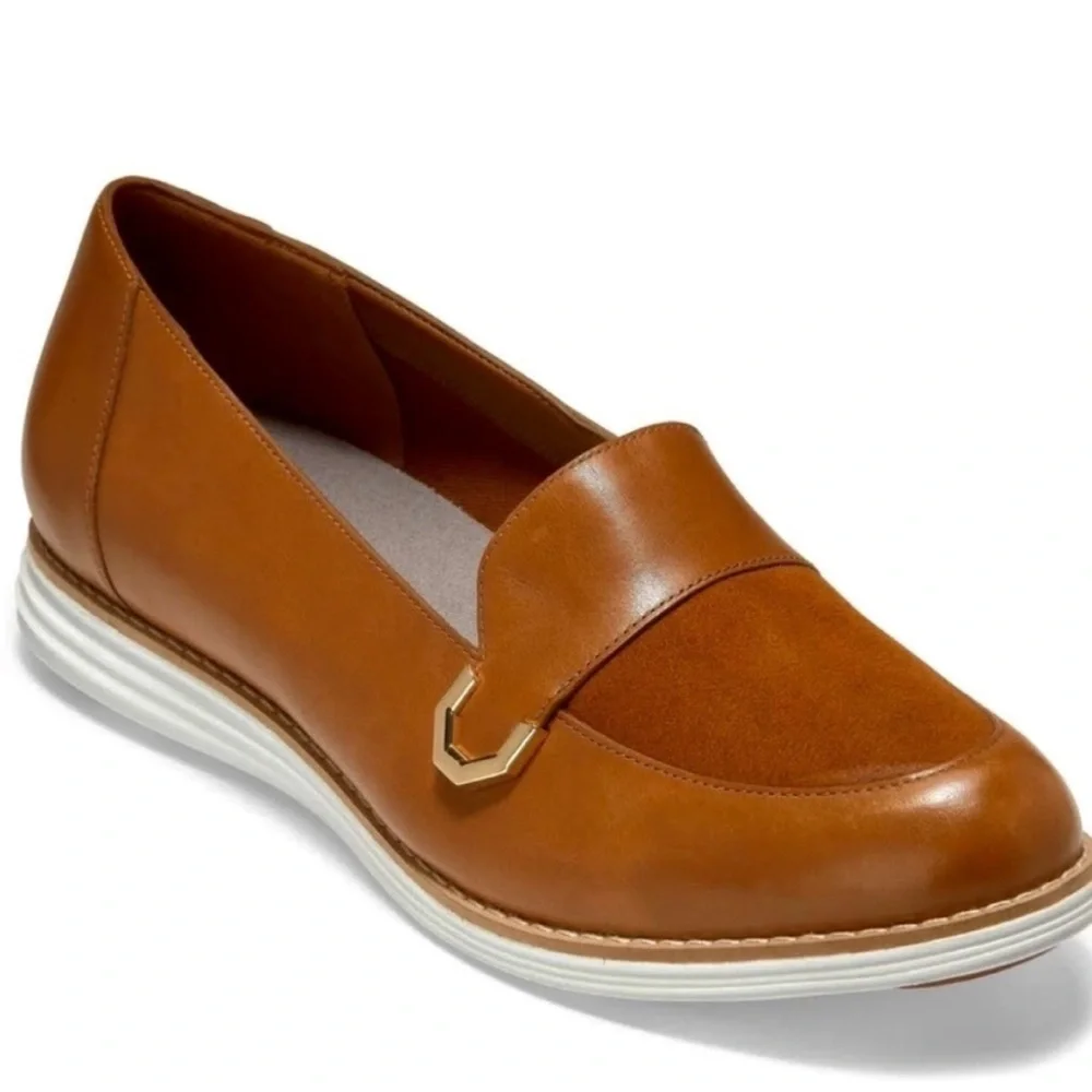 Cole Haan OriginalGrand C Buckle Loafers Brown Leather Comfort Flats 6.5B NWT